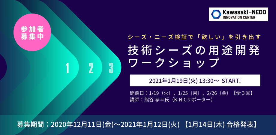 【オンライン】技術シーズの用途開発ワークショップ(全3回)~シーズ・ニーズ検証で「欲しい」を引き出す~