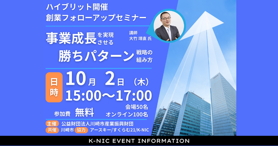 【創業フォローアップセミナー 】事業成長を実現させる勝ちパターン戦略の組み方